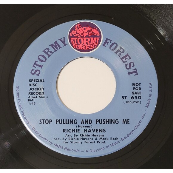 Richie Havens Rocky Raccoon / Stop Pulling And Pushing Me 45 RPM Promo EX '69 - Picture 2 of 2